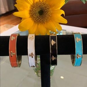 Orange enamel and gold bracelet